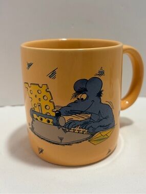Vintage Ceramic Cartoon Mouse Typing Cheese